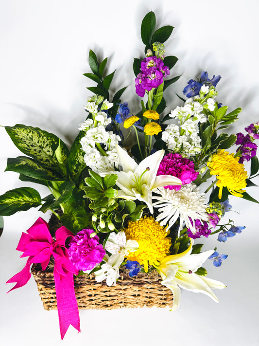 Mixed Garden Basket | North SC Funeral Flowers