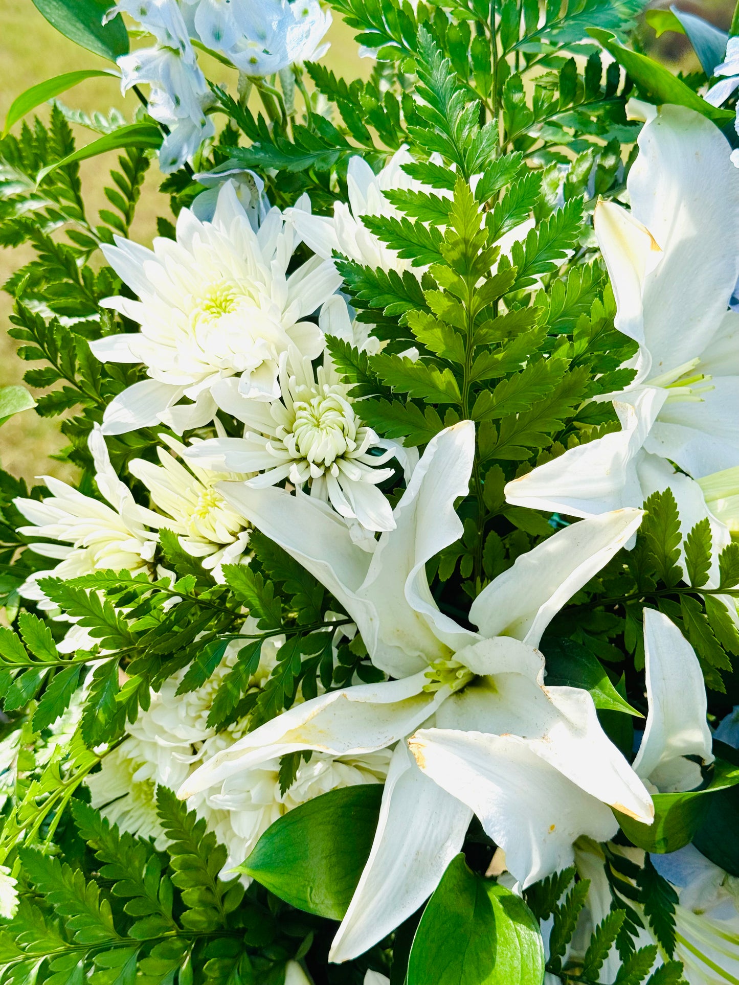 Floral Standing Spray Blues | Wagener Salley Funeral Flowers